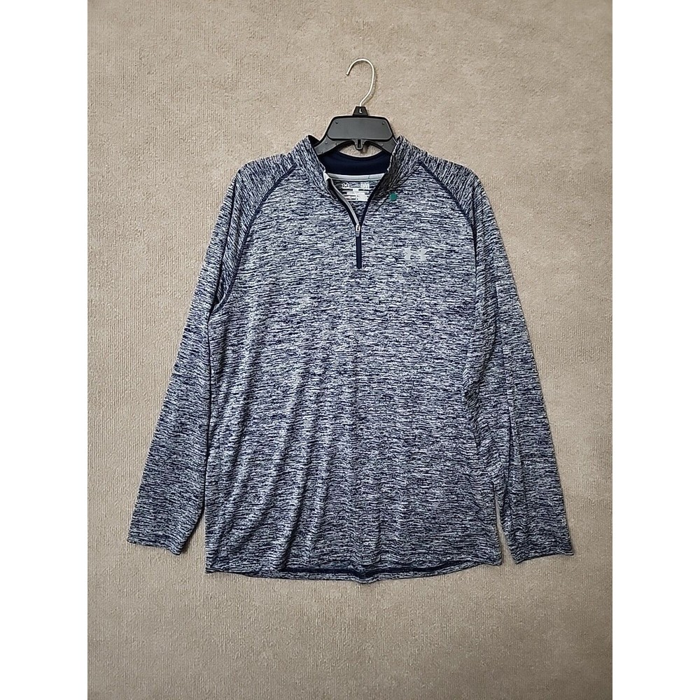 Under Armour UA Tech Half Zip Pullover Mens L Heather Dark Blue HeatGear Lightwe